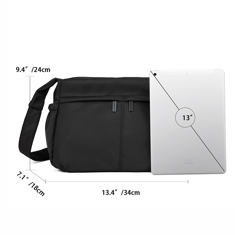 Casual Nylon Crossbody Bag - Multi-Pocket Messenger