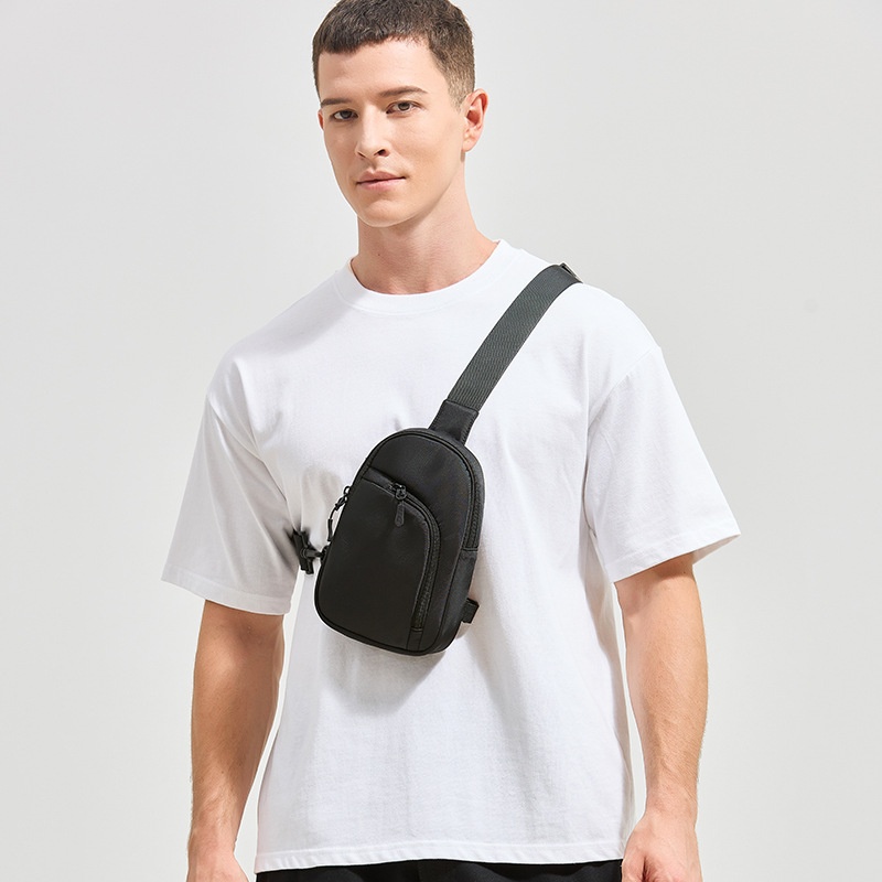 Men's Black Sling Bag - Crossbody Chest Little Bag