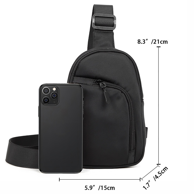 Men's Black Sling Bag - Crossbody Chest Little Bag