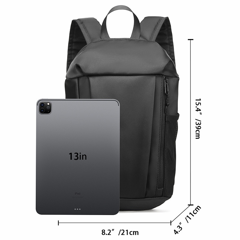 Sleek Matte Black Mini Backpack - Casual Travel Daypack