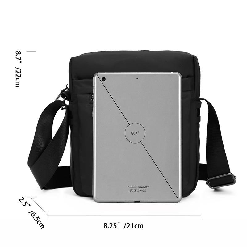 Men's Black Nylon Crossbody Bag - Everyday Messenger