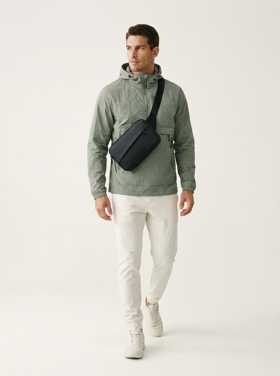 Men's Minimalist Crossbody Sling Bag - Waterproof Chest Pack