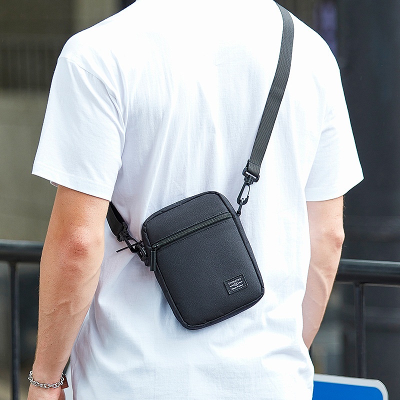 Men's Compact Black Crossbody Casual Shoulder Pouch
