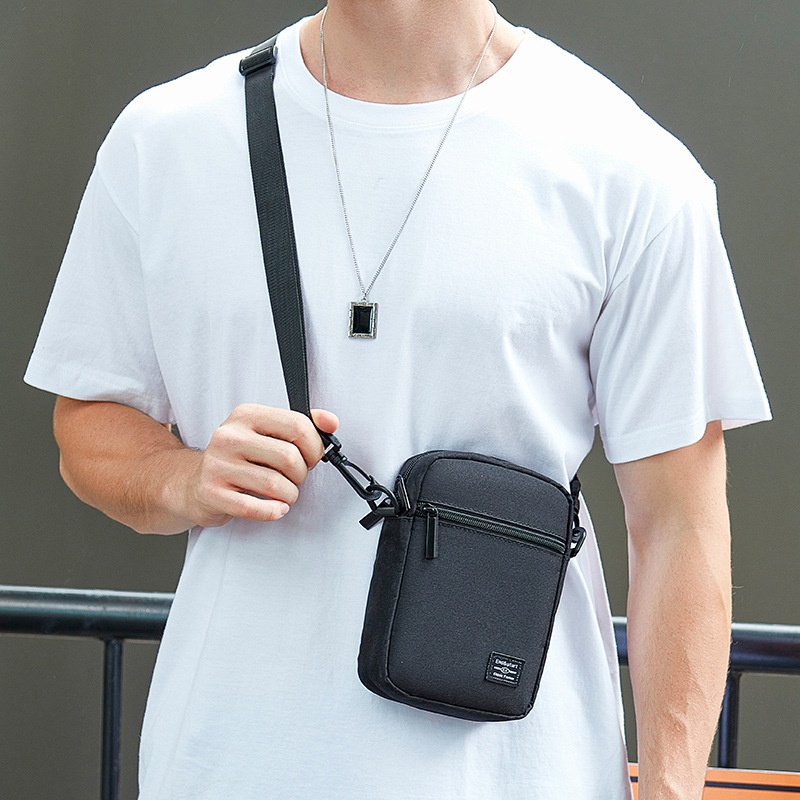 Men's Compact Black Crossbody Casual Shoulder Pouch