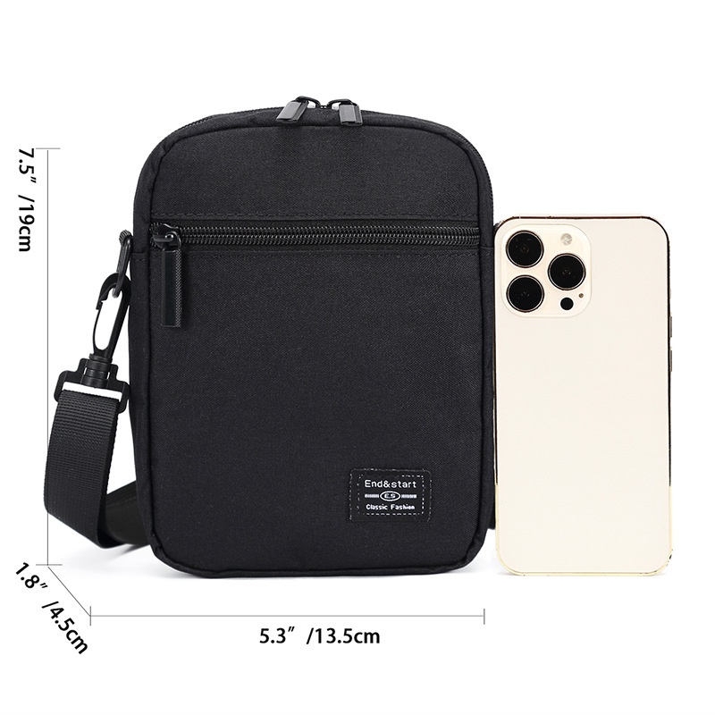 Men's Compact Black Crossbody Casual Shoulder Pouch