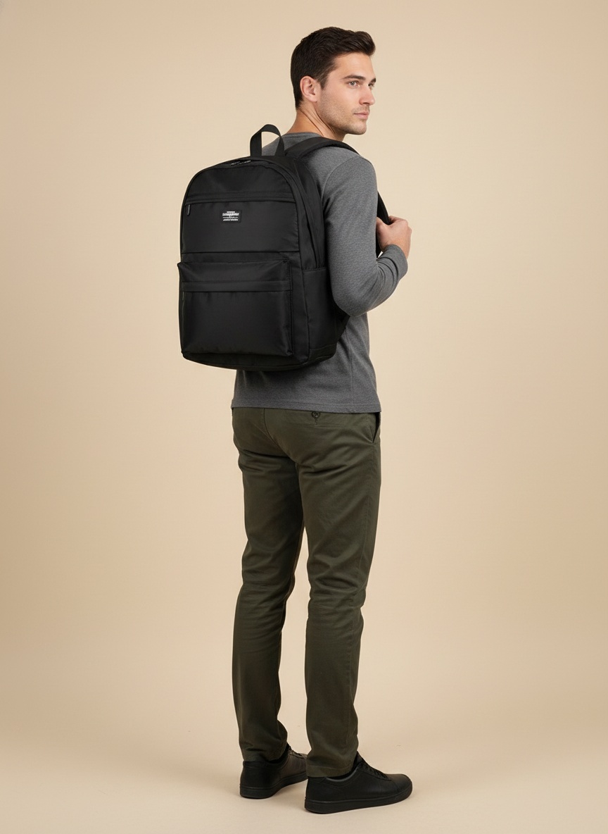 Durable Black Casual School & Travel Backpack