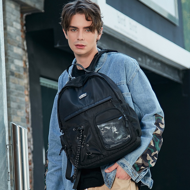 Stylish Black Multi-Pocket Casual Backpack