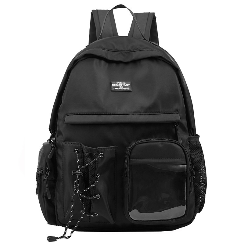 Stylish Black Multi-Pocket Casual Backpack