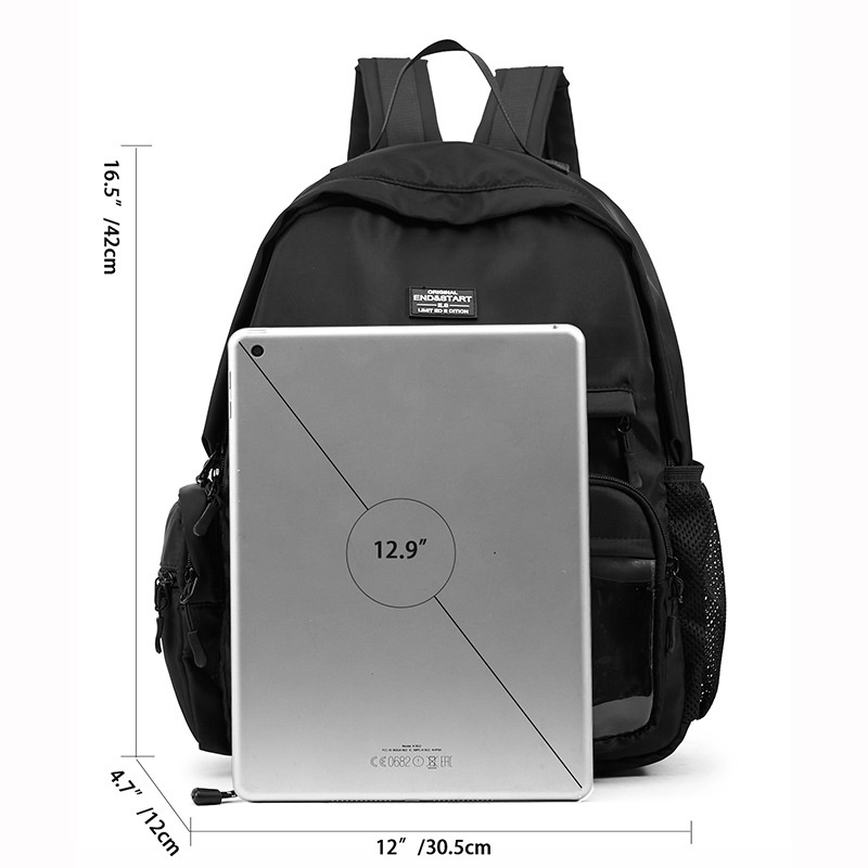 Stylish Black Multi-Pocket Casual Backpack