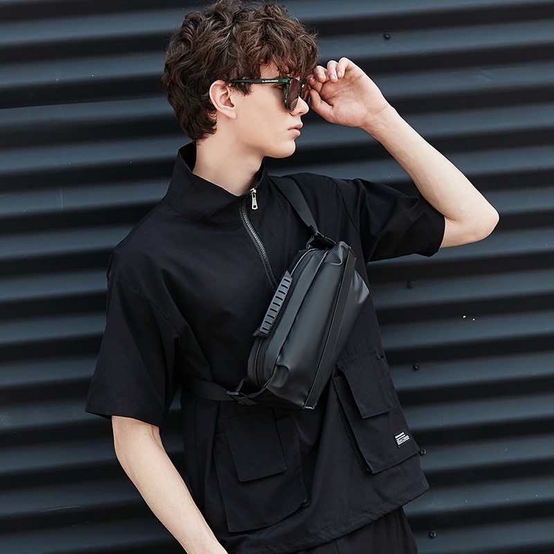 Sleek Matte Black Crossbody Sling Bag - Modern & Minimalist