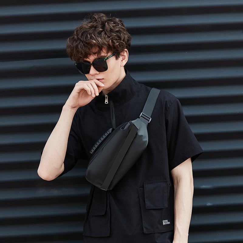 Sleek Matte Black Crossbody Sling Bag - Modern & Minimalist