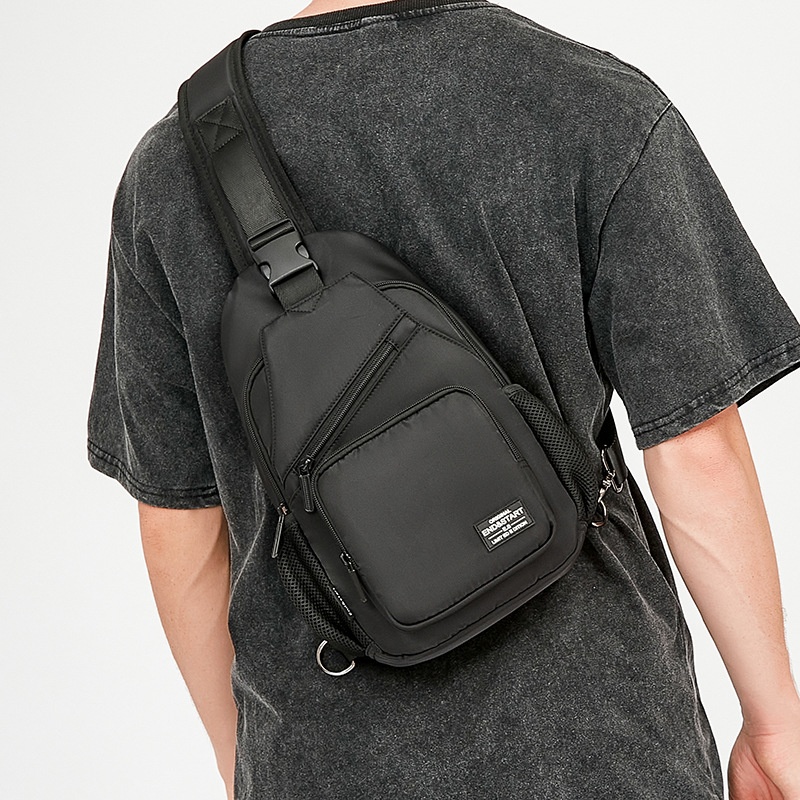 Men's Black Sling Bag - Chest Crossbody Pack