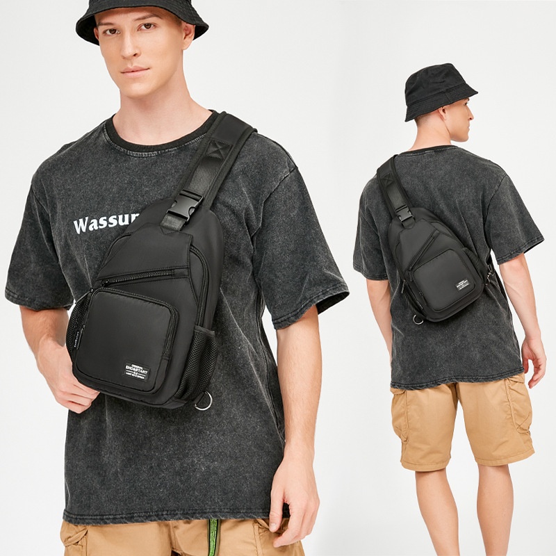 Men's Black Sling Bag - Chest Crossbody Pack