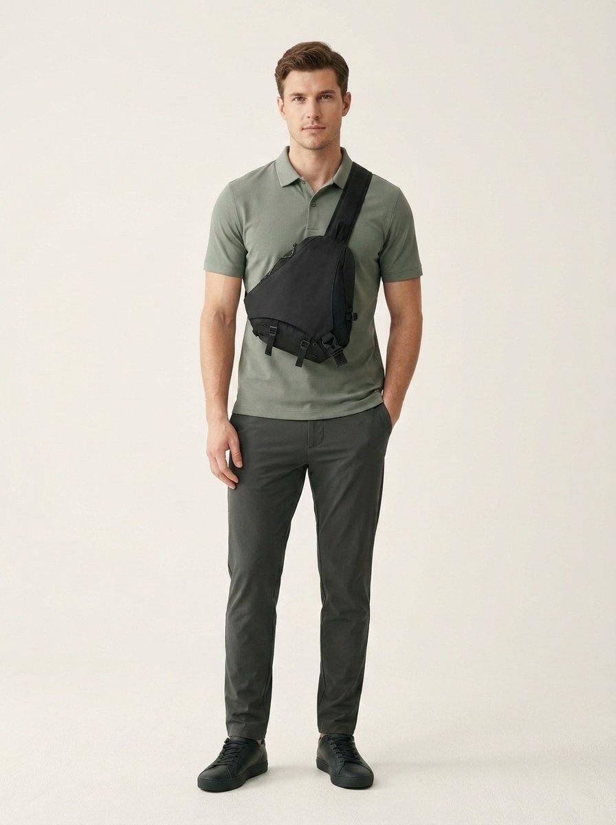 Sleek Black Sling Bag - Modern Crossbody Backpack