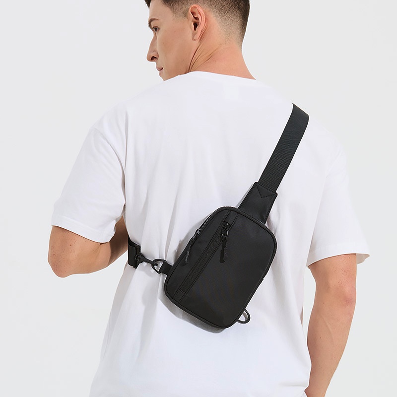 Men's Black Sling Bag - Compact Crossbody Chest Pack