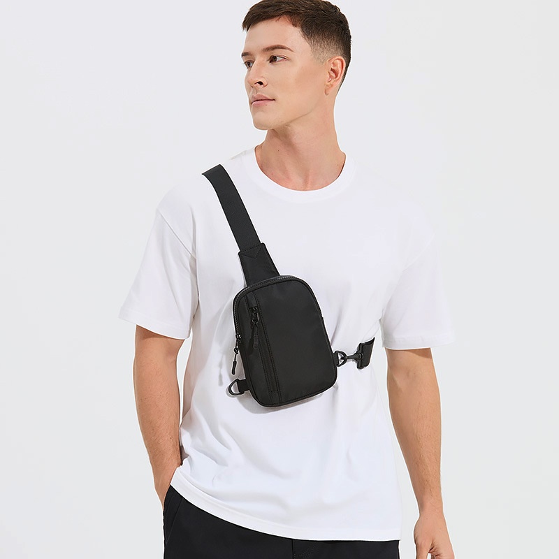 Men's Black Sling Bag - Compact Crossbody Chest Pack