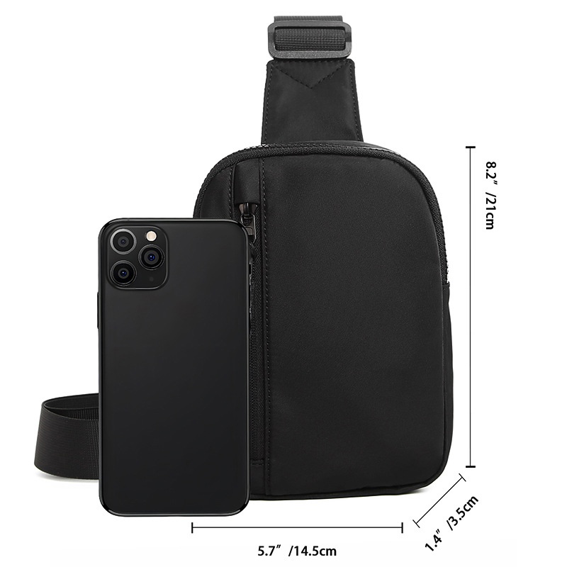 Men's Black Sling Bag - Compact Crossbody Chest Pack