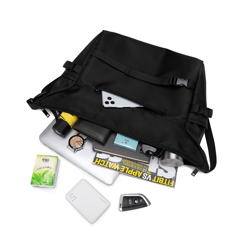 Men's Black Casual Messenger Bag - Durable Crossbody