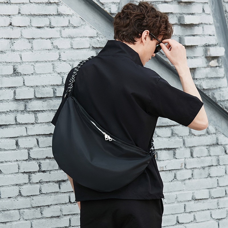 Men's Casual Black Crescent Crossbody Bag
