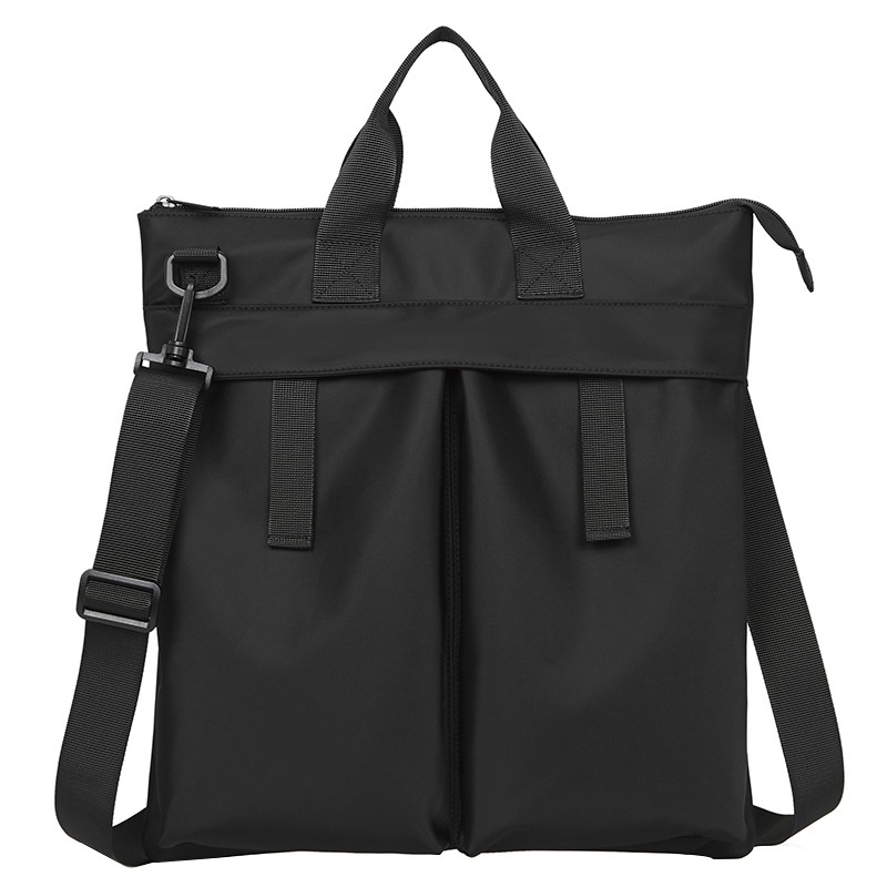 Black Utility Messenger Bag - Laptop Tote Shoulder Bag