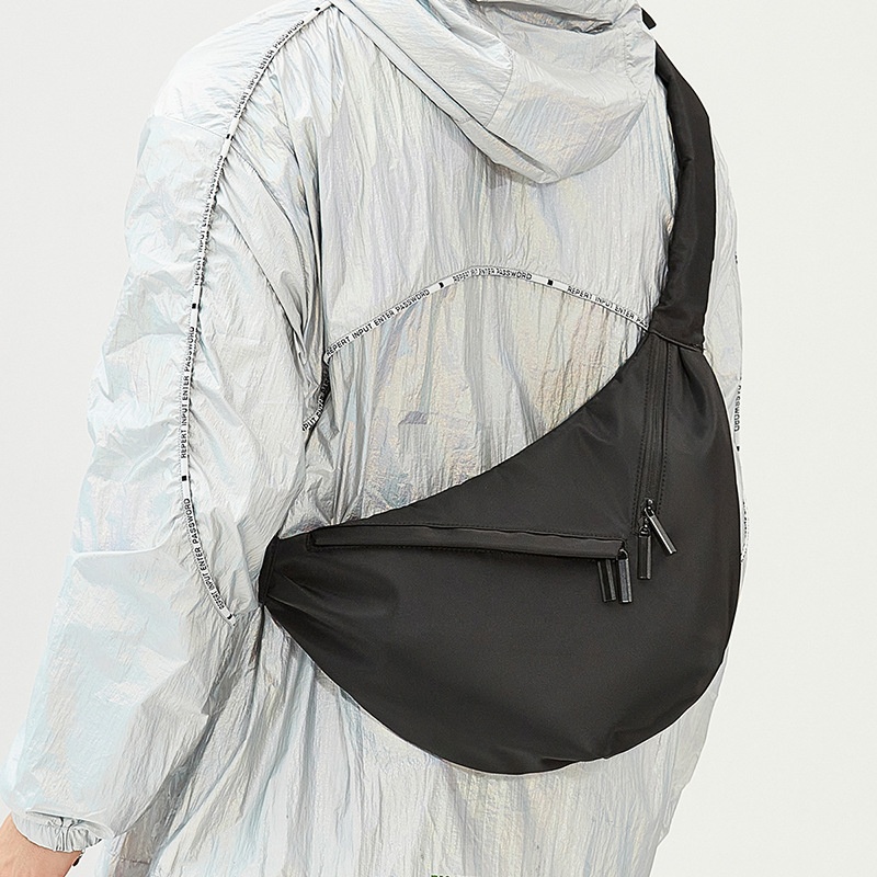 Minimalist Black Nylon Crossbody Sling Bag for Tablet