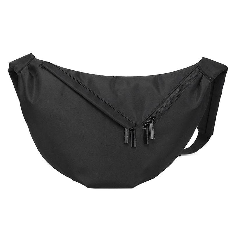 Minimalist Black Nylon Crossbody Sling Bag for Tablet