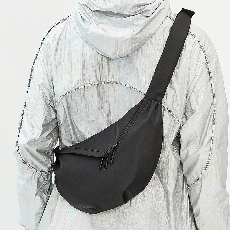 Minimalist Black Nylon Crossbody Sling Bag for Tablet