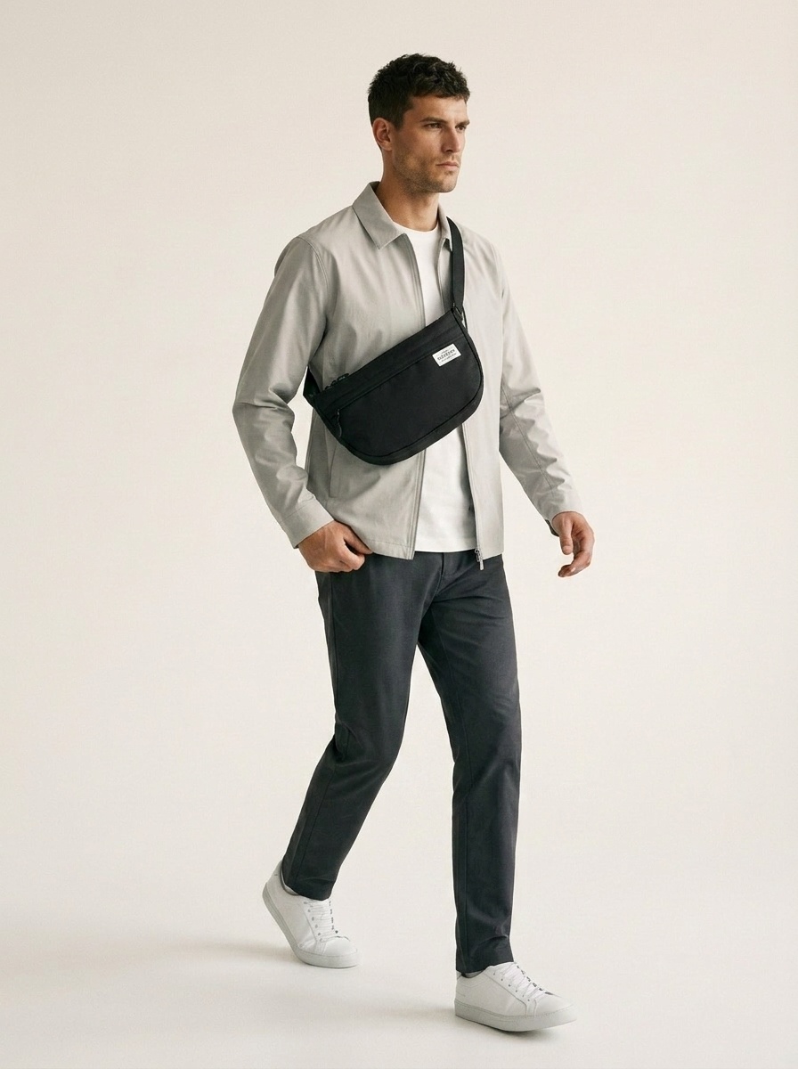 Sleek Black Crossbody Bag - Everyday Messenger