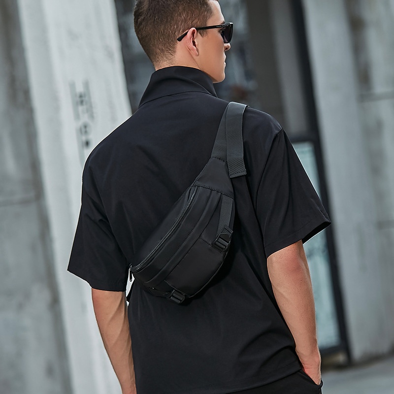 Men's Matte Black Sling Bag - Versatile Waist Pack