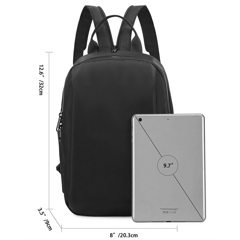 Men's Matte Black Compact Sling Bag Mini Backpack