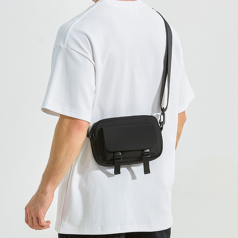 Men's Matte Black Crossbody Bag - Casual Shoulder Pouch