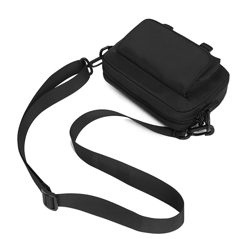 Men's Matte Black Crossbody Bag - Casual Shoulder Pouch