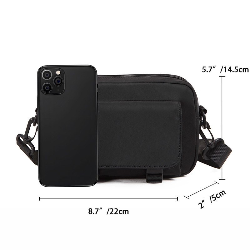 Men's Matte Black Crossbody Bag - Casual Shoulder Pouch