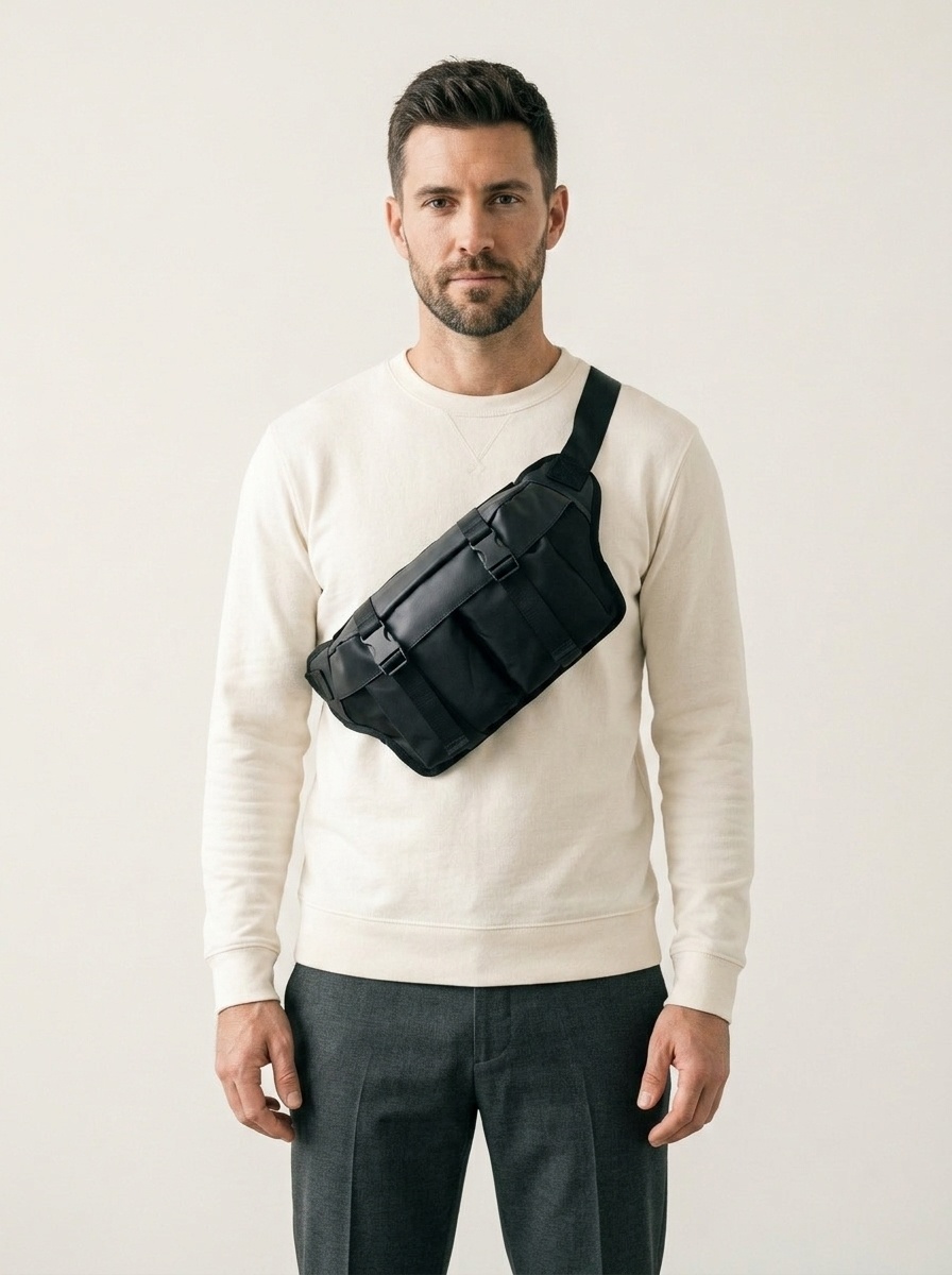 Men's Tactical Crossbody Chest Bag - Black Utility Sling