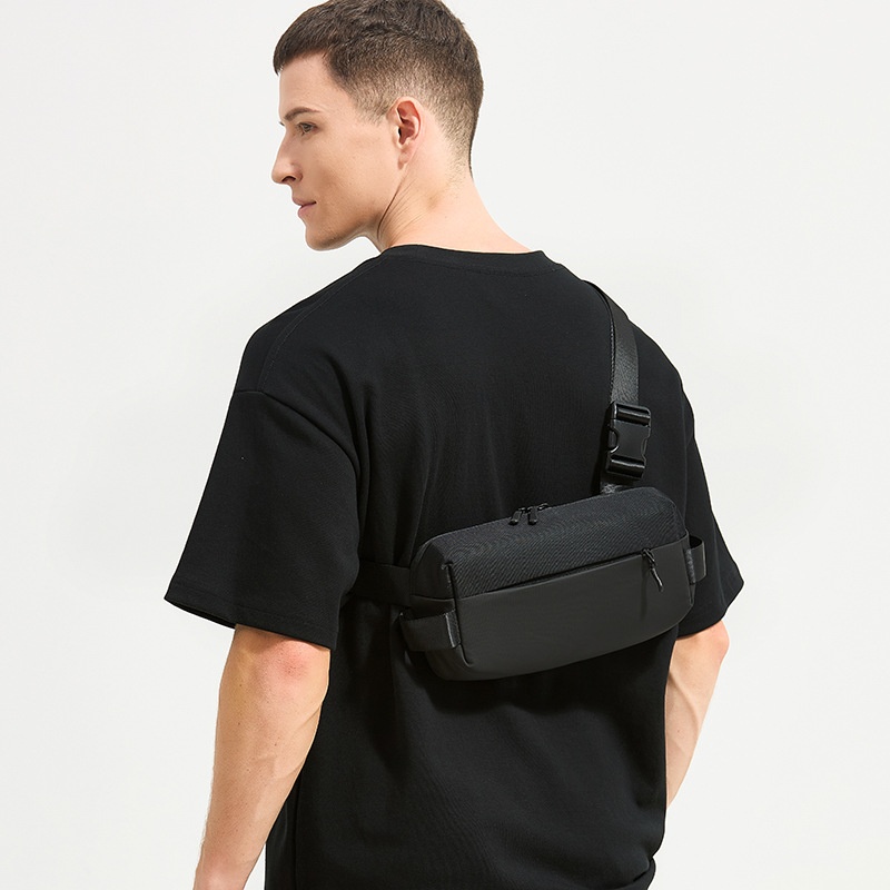 Sleek Matte Black Crossbody Smart Sling Bag for Men