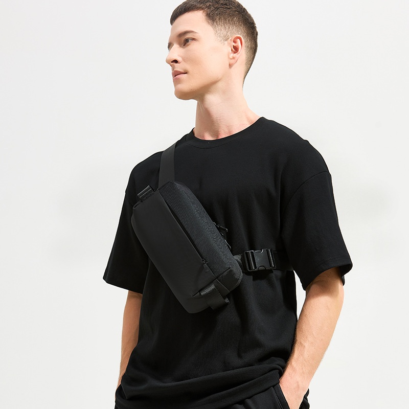 Sleek Matte Black Crossbody Smart Sling Bag for Men