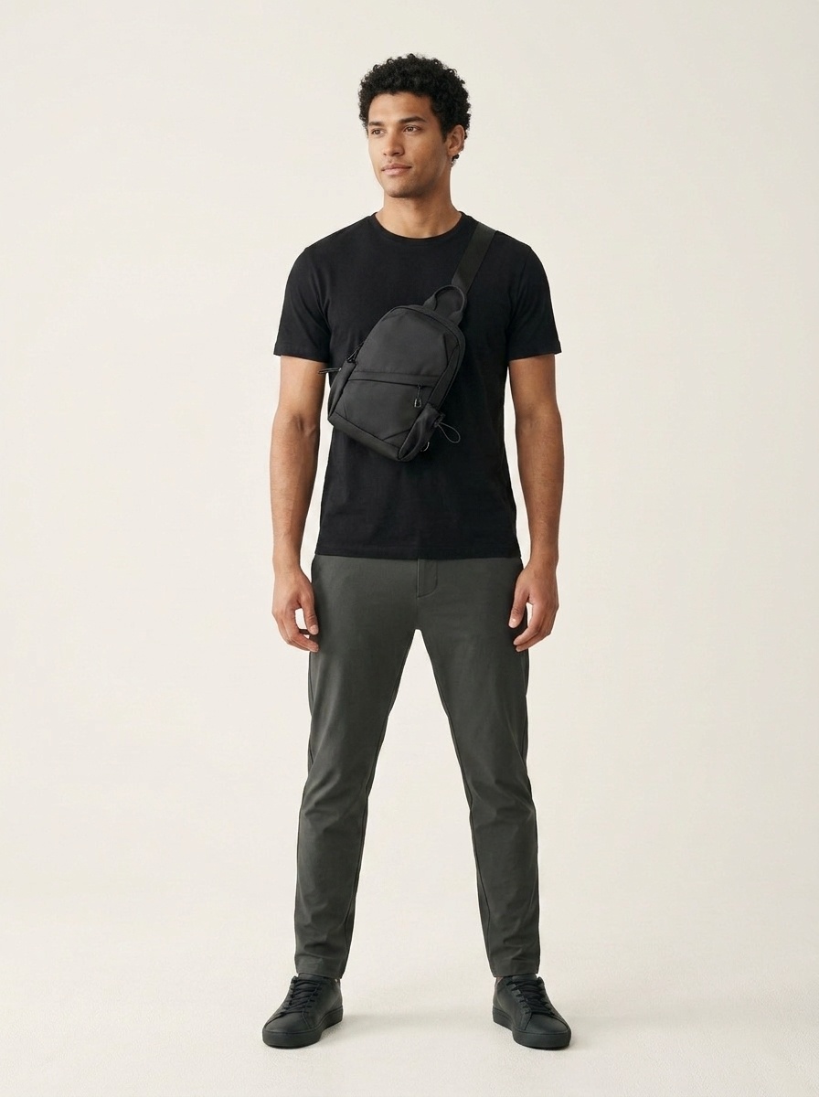 Men's Lightweight Black Crossbody Sling Bag