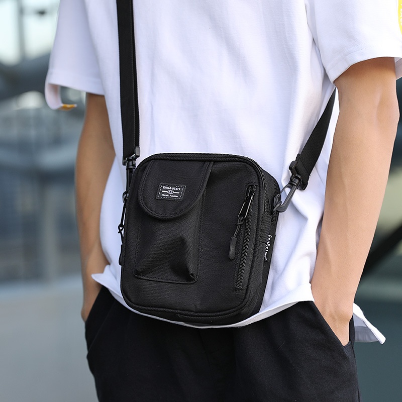 Men's Black Crossbody Bag - Utility Shoulder Sling