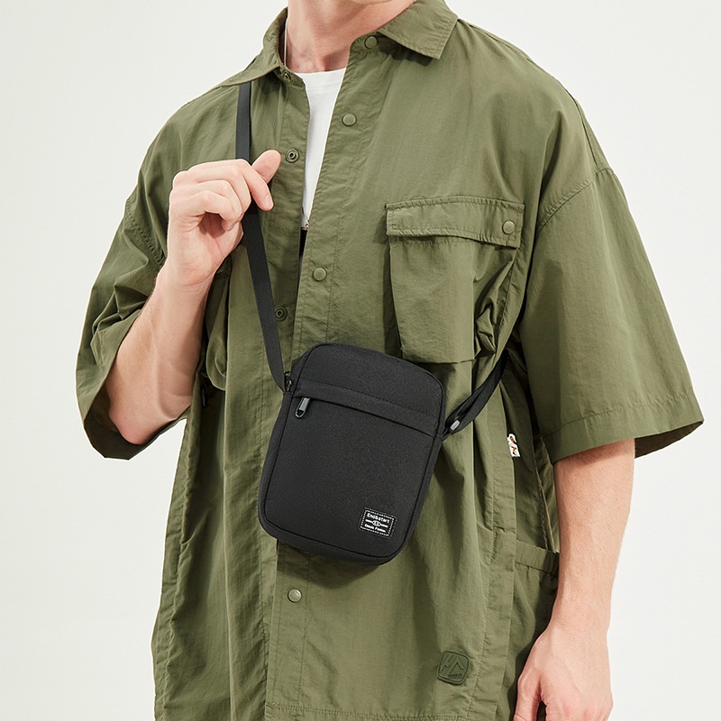 Men's Casual Black Crossbody Bag - Compact & Durable