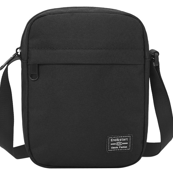 Men's Casual Black Crossbody Bag - Compact & Durable