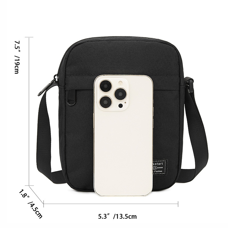 Men's Casual Black Crossbody Bag - Compact & Durable