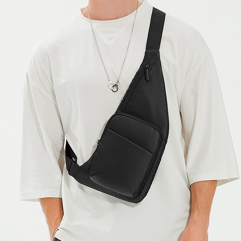 Sleek Black Crossbody Sling Bag - Men's Chest Pack