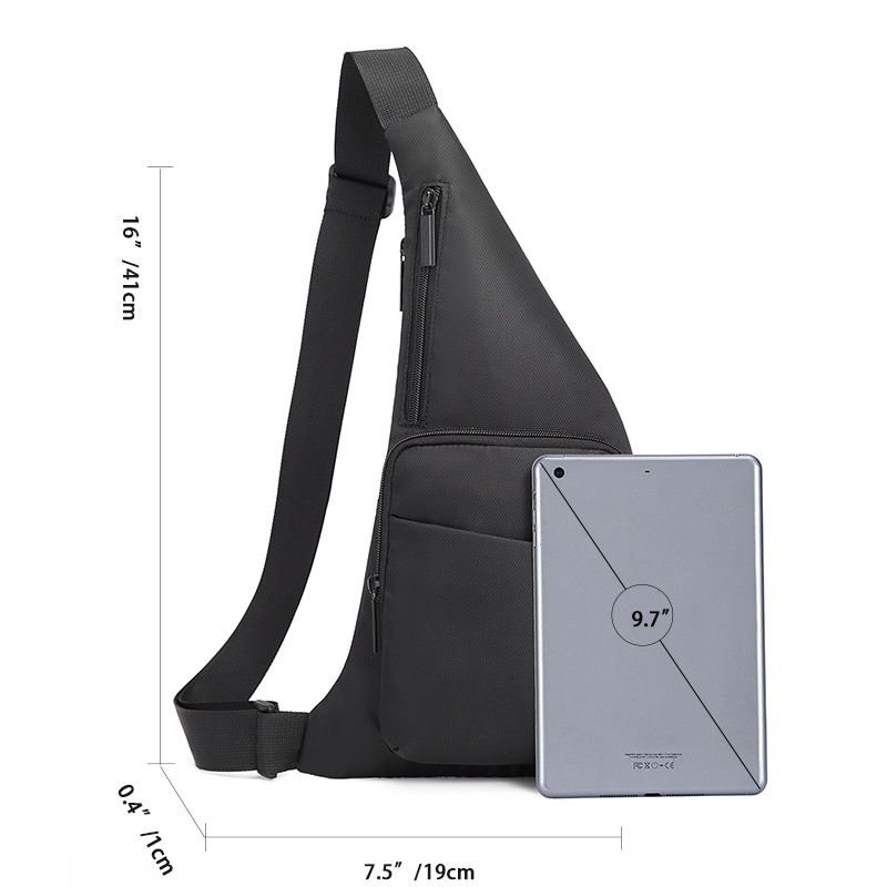 Sleek Black Crossbody Sling Bag - Men's Chest Pack