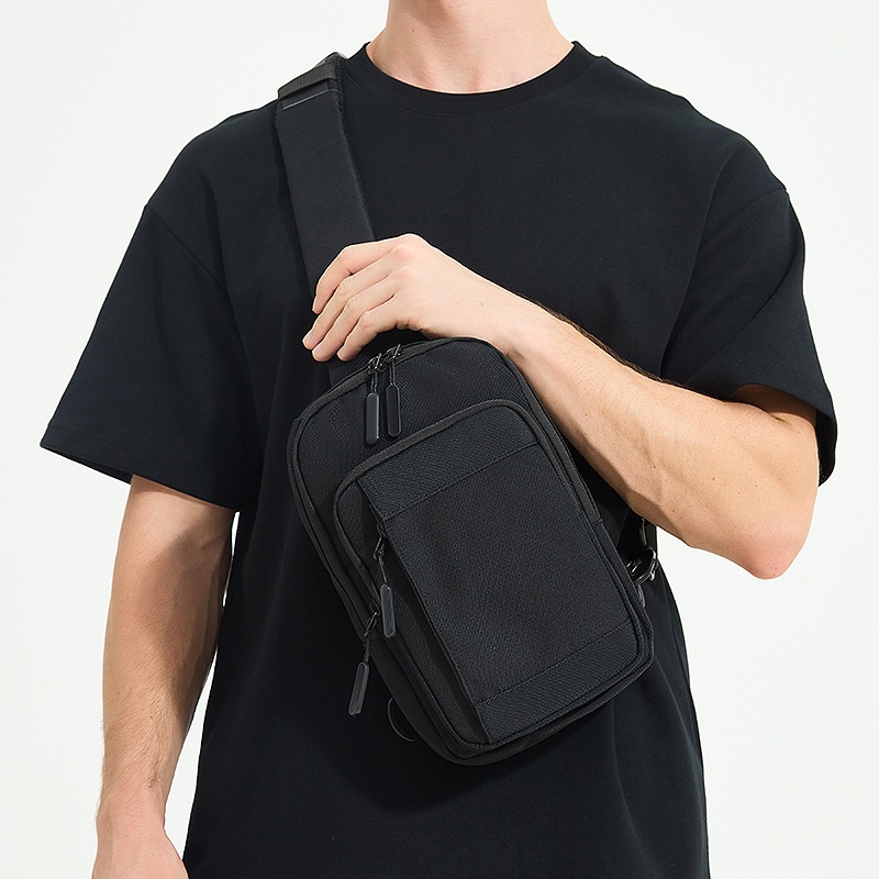 Men's Black Sling Bag - Crossbody Chest Pack