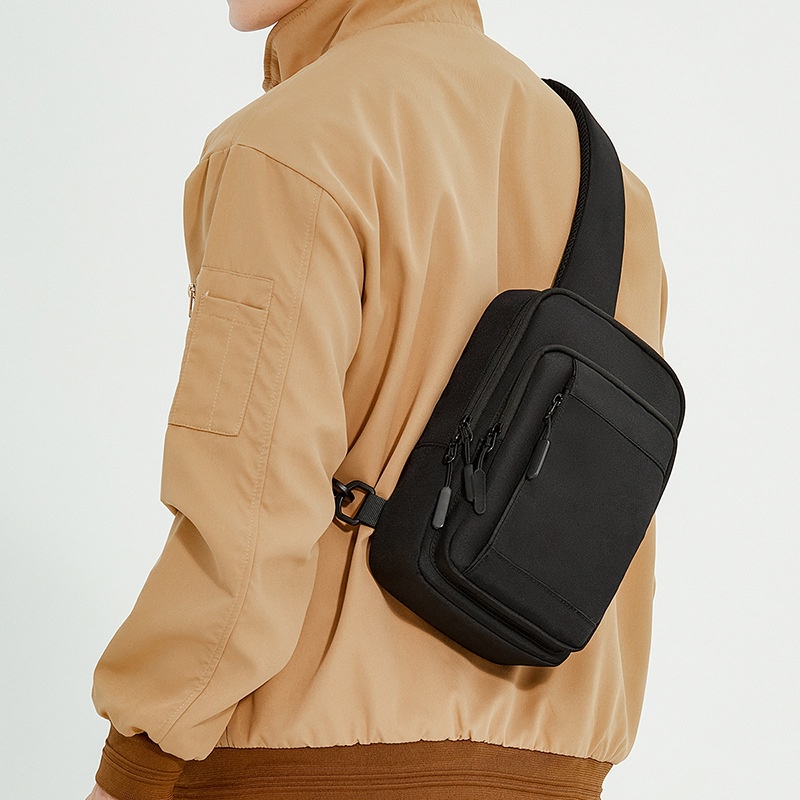 Men's Black Sling Bag - Crossbody Chest Pack