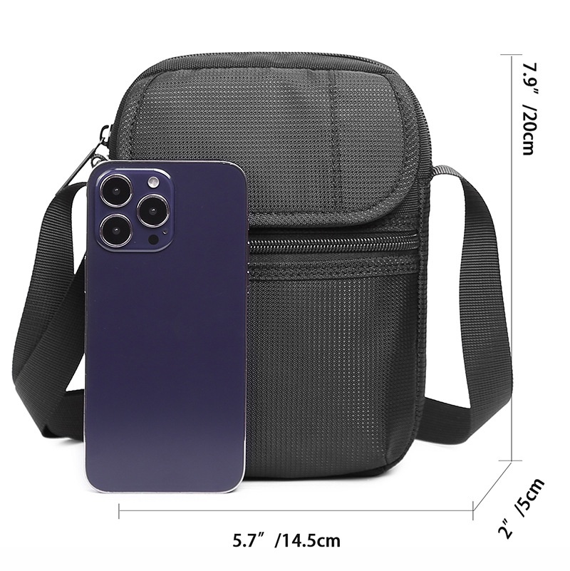 Men's Black Crossbody Bag - Compact Shoulder Messenger