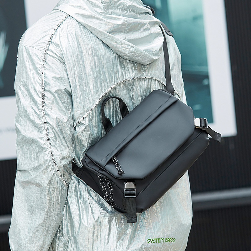 Matte Black Messenger Sling Bag - Tablet Ready