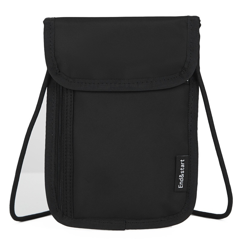 Black Travel Neck Pouch - Mini Crossbody Phone Bag