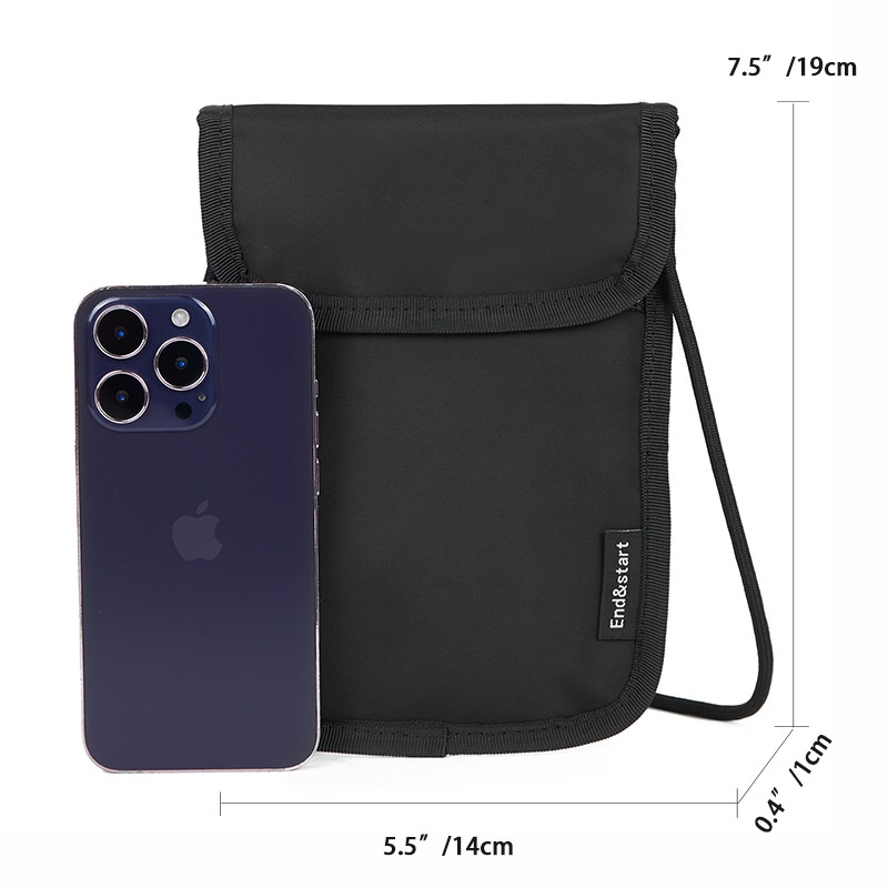 Black Travel Neck Pouch - Mini Crossbody Phone Bag