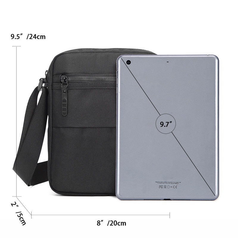 Men's Black Crossbody Shoulder Bag - Travel Sling